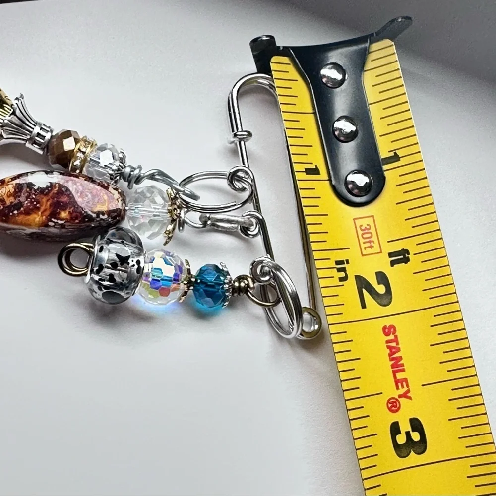 Brooch | Hand Crafted | Glass Beaded |  Pin Artisan Multicolor Wire-Wrapped OOAK